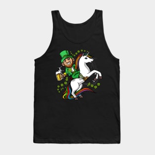 Leprechaun Riding Unicorn St Patricks Day Tank Top